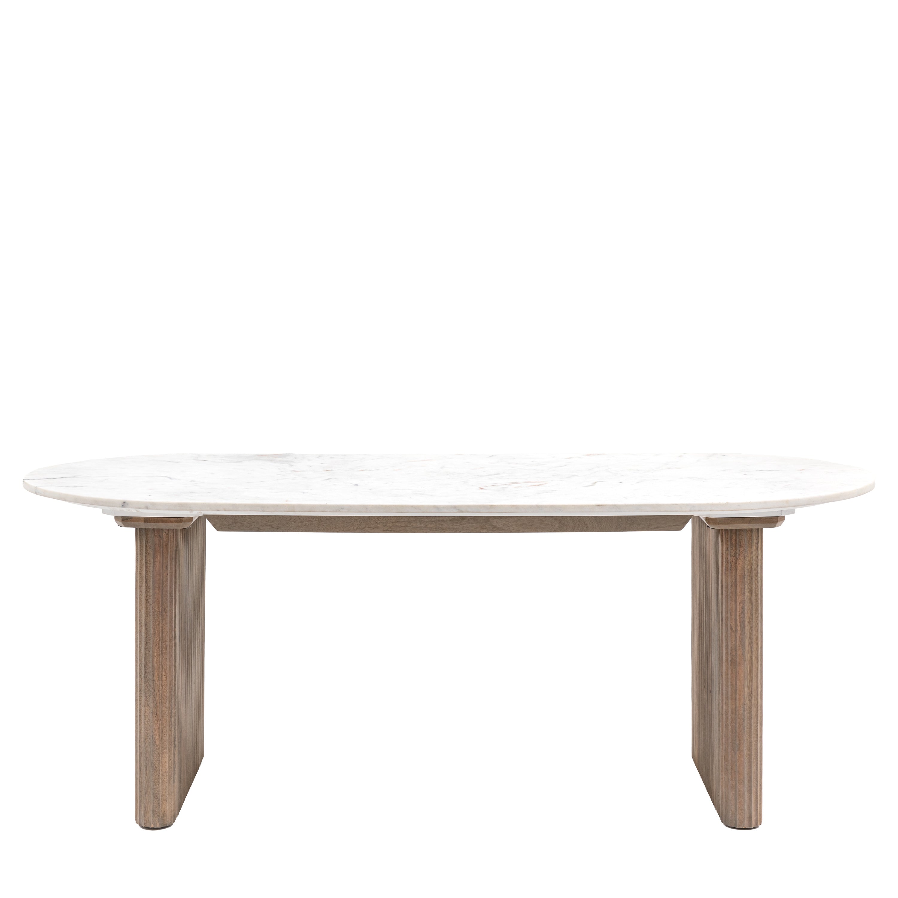 Francesco Grey Mango Wood & White Marble Dining Table | 6 Seater